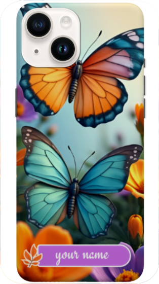 3 D Butterfly flying design ( with your name on it) -sublimation I Phone case