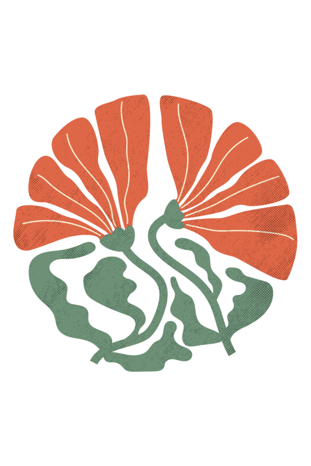 Boho Abstract Groovy Orange & Green Flower -Ladies tee