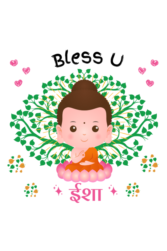Isha bless by cute little buddha-Kids girl t shirt