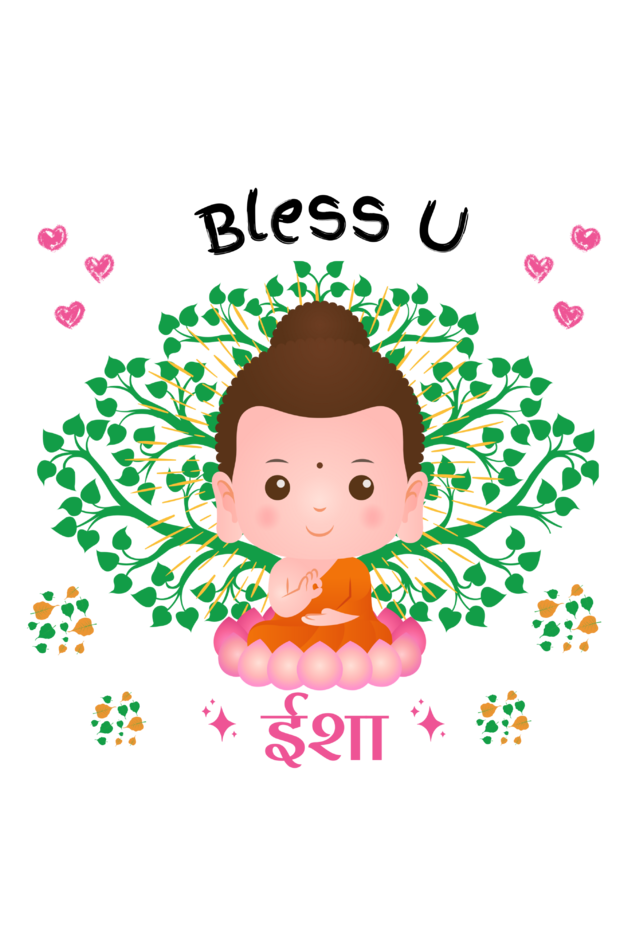 Isha bless by cute little buddha-Kids girl t shirt