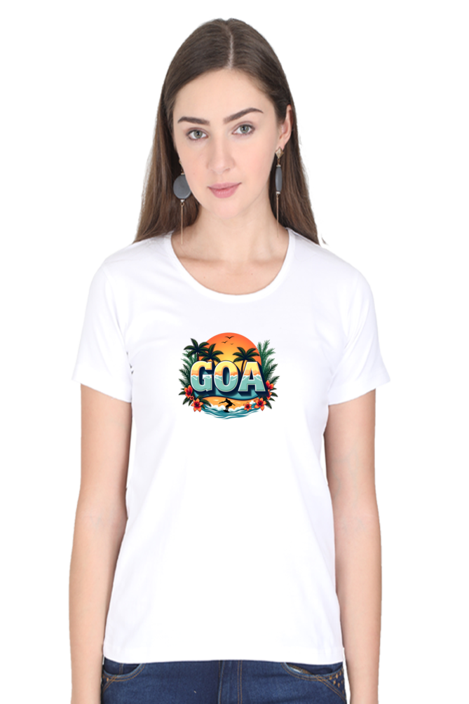 Vintage Sun set -Goa Beach -Womens Round neck t shirt