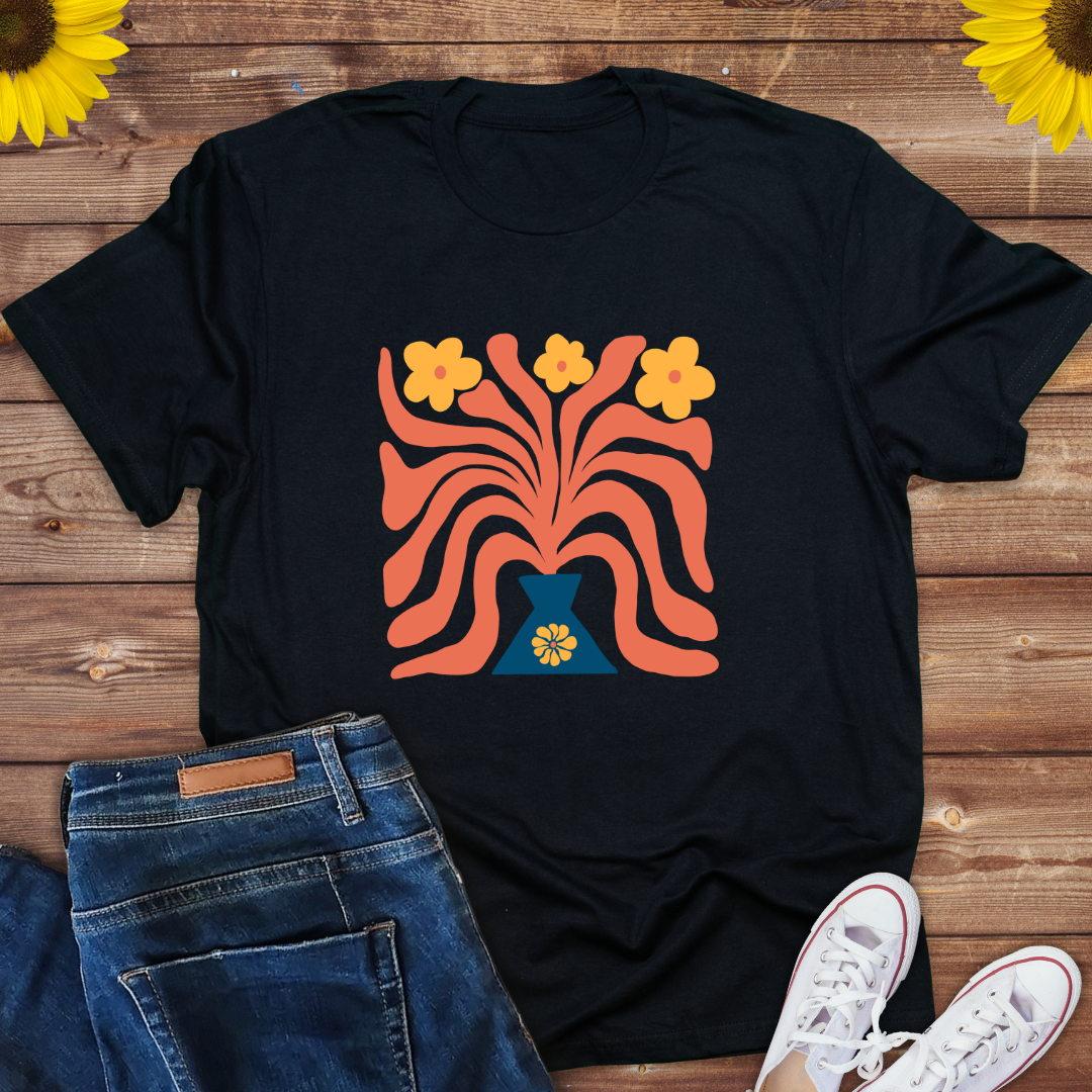 Boho flower pot design -Ladies tee