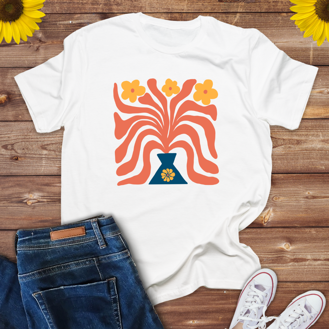 Boho flower pot design -Ladies tee