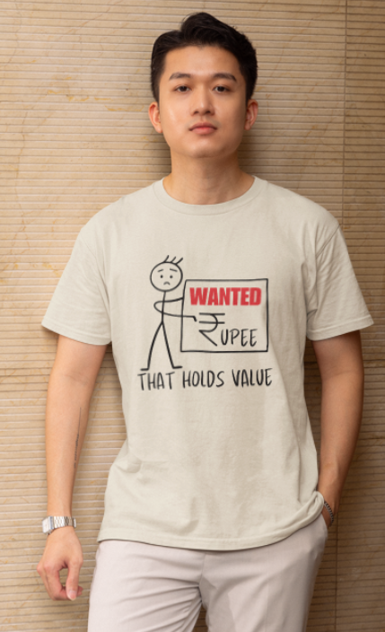 Wanted a Rupee that Holds Value-stickman figure Mens Classic t shirt