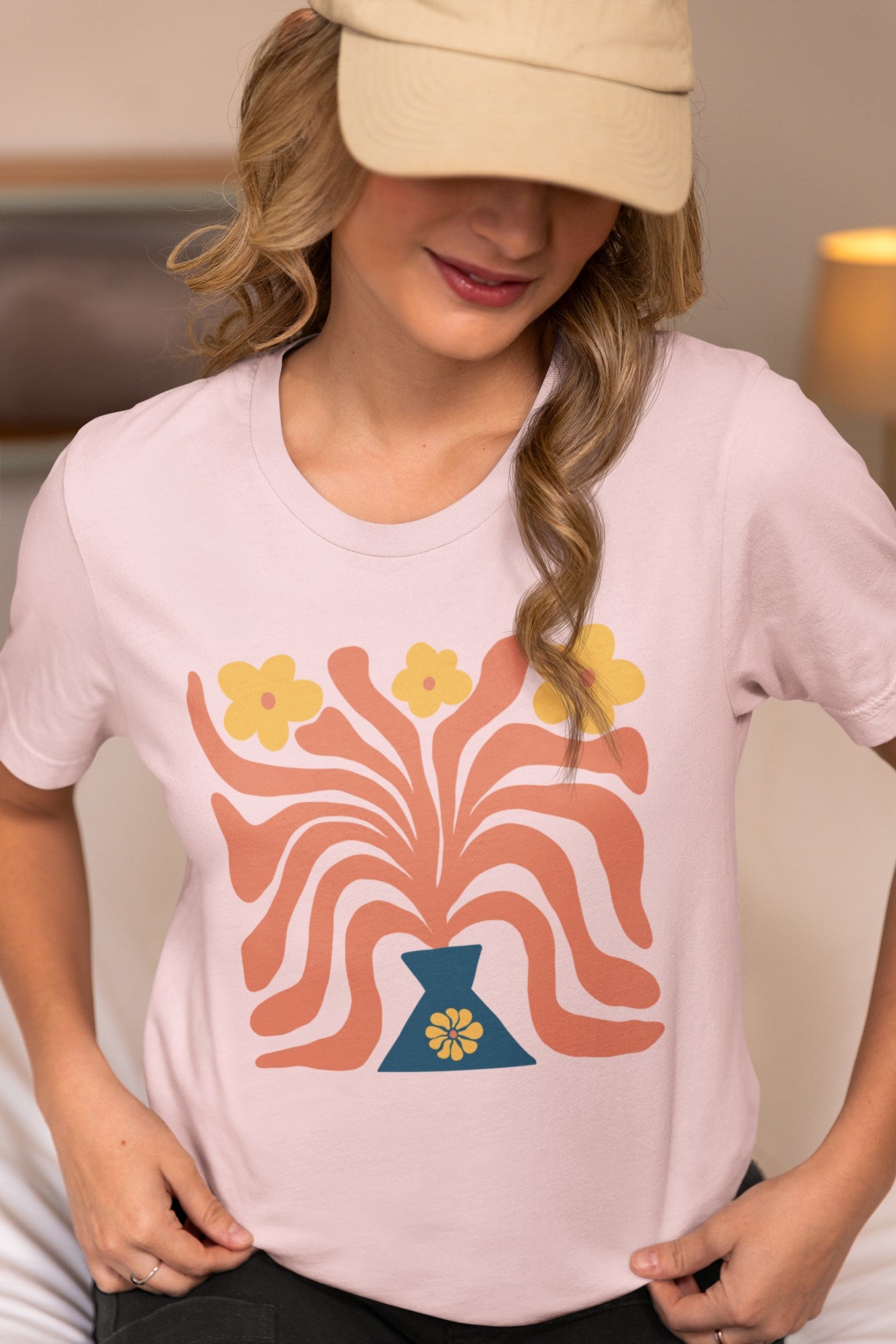 Boho flower pot design -Ladies tee