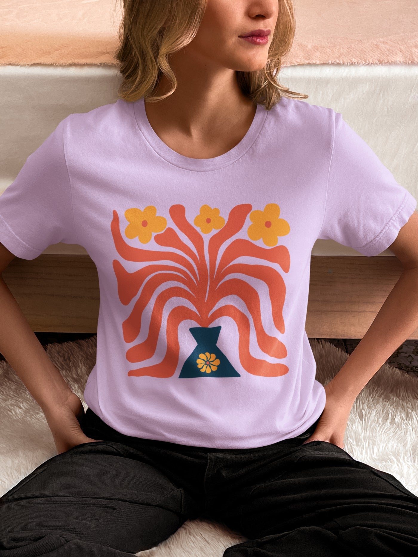 Boho flower pot design -Ladies tee