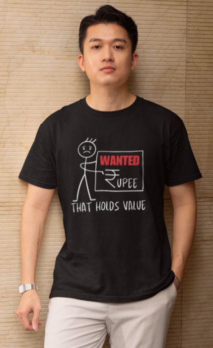 Wanted a Rupee that Holds Value-stickman figure Mens Classic t shirt