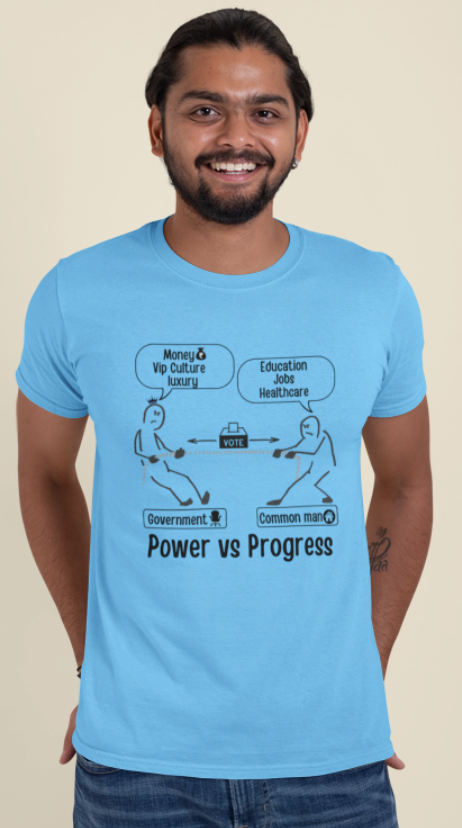 Power Vs Progress -Indian Politics Tug of war Mens Crew Classic t shirt