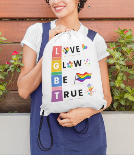 Love -Glow-Be-True-Unisex Drawstring bag Support LGBTQ