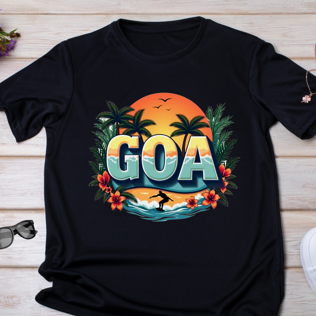 Vintage Sun set -Goa Beach -Womens Round neck t shirt