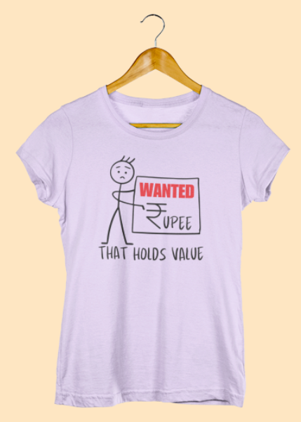 Wanted a Rupee that Holds Value-stickman figure ladies Classic t shirt