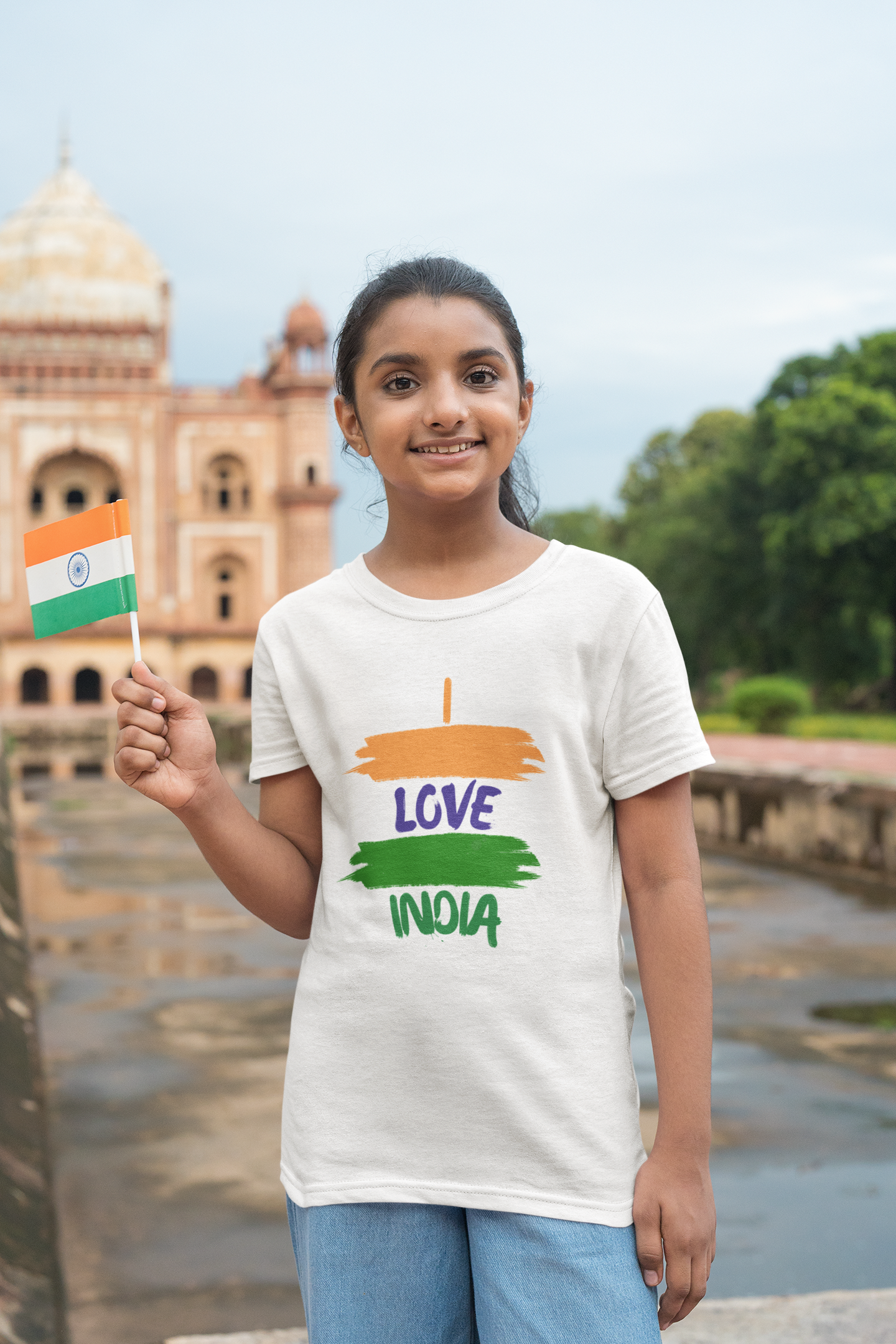 I love India - BRush stroke Girl's Crew Neck T-Shirt