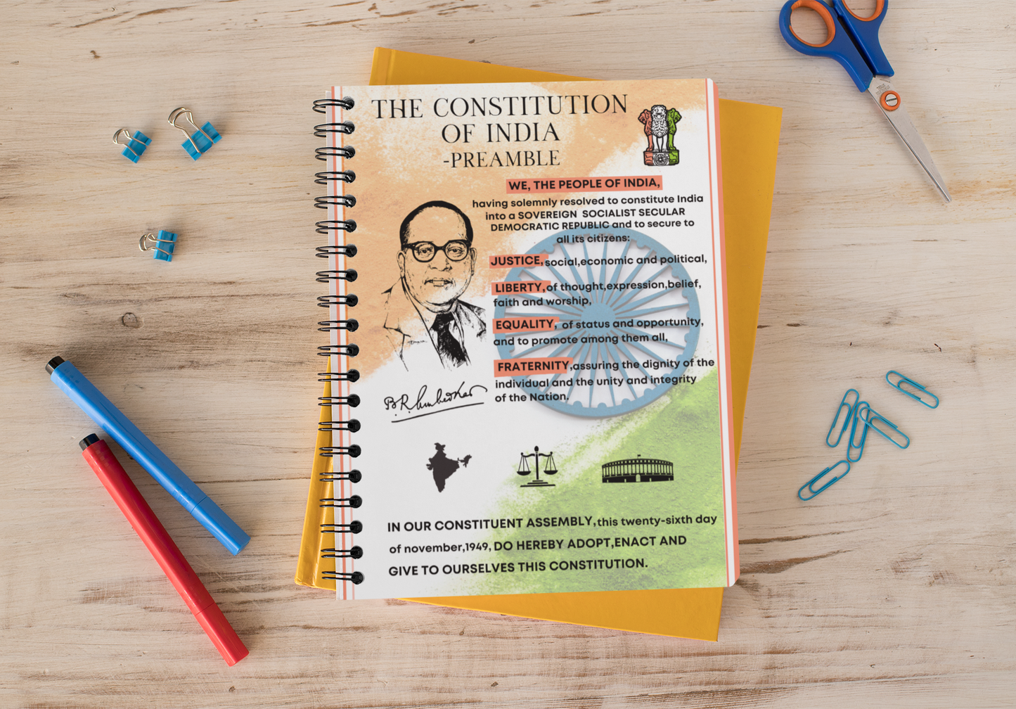 India Constitution -Preamble -Notepad ( Ruled) A5 SIZE