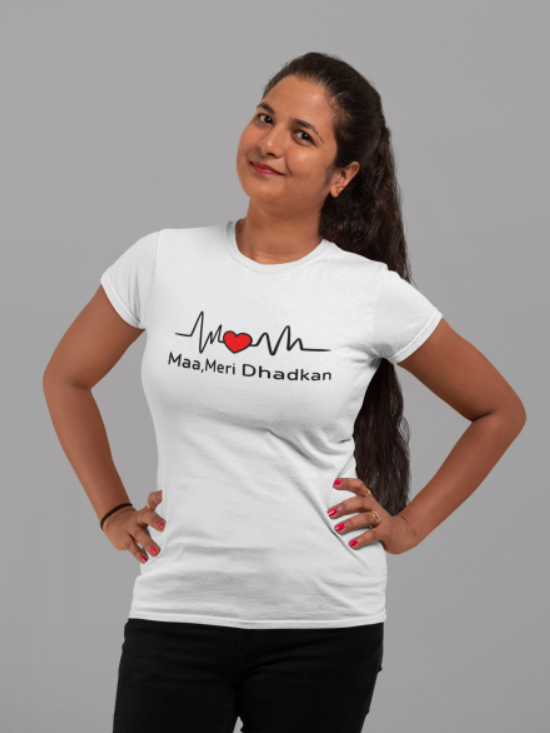 Mom -my heartbeat Ladies Crew Classic T shirt