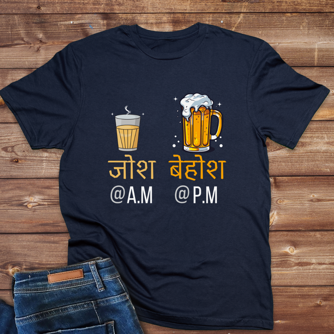 Josh at A.M( Tea). vs. Behosh at P.M( Beer)-Mens Crew classic t shirt