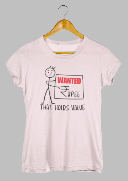 Wanted a Rupee that Holds Value-stickman figure ladies Classic t shirt