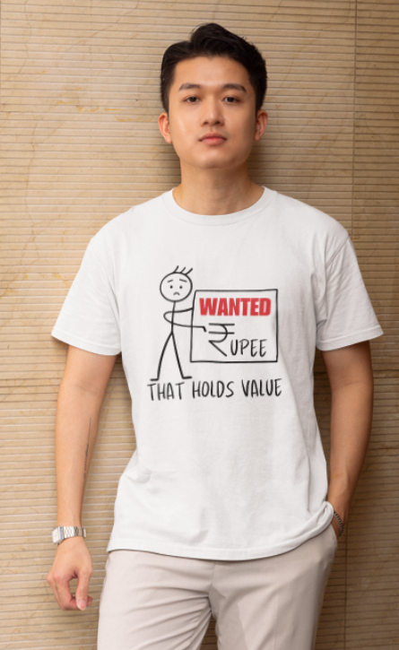 Wanted a Rupee that Holds Value-stickman figure Mens Classic t shirt