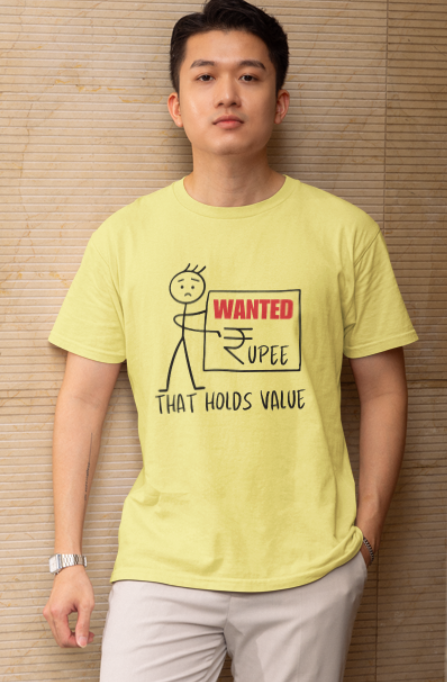 Wanted a Rupee that Holds Value-stickman figure Mens Classic t shirt