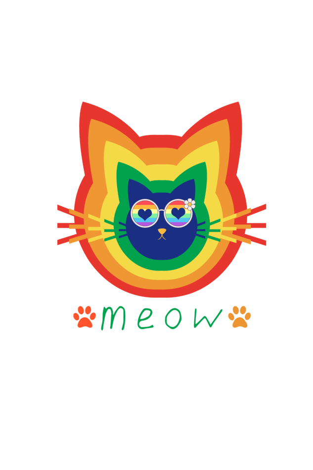 Funny Rainbow Cat face -Meow