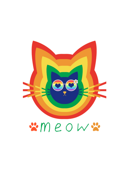 Funny Rainbow Cat face -Meow