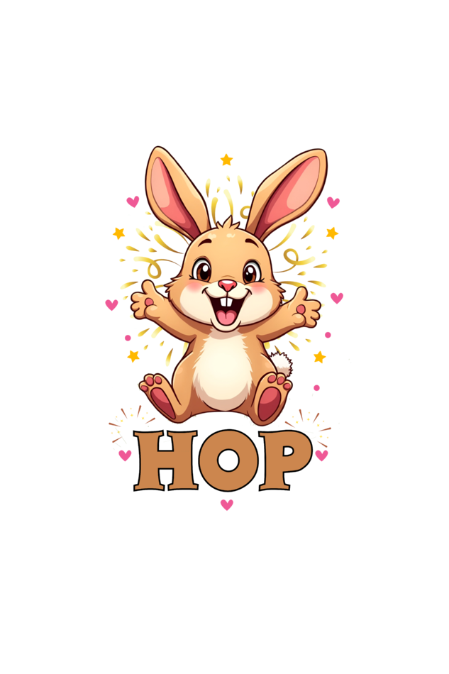 Hop cute excited bunny t shirt for twins girl t shirt