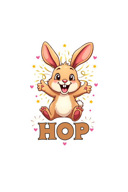 Hop cute excited bunny t shirt for twins girl t shirt