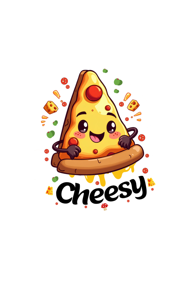 Cute Kawaii cheesy pizza for twin girl T shirt