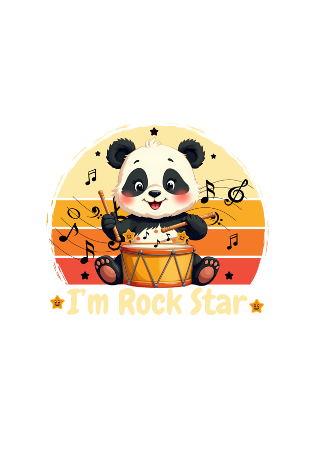 Rock Star -Panda Bear Playing music Drum