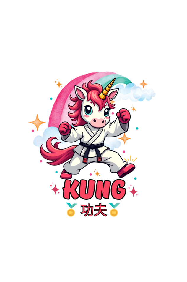 Kungfu - kung Unicorn for Twins Girl t shirt