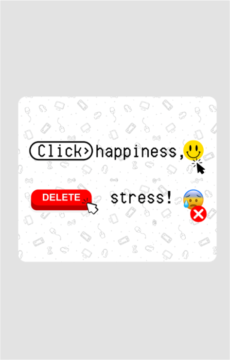 Click happiness and delete Stress -Inspirational