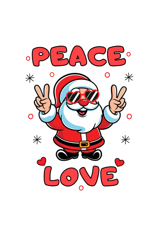 Peace Love adorable Santa in Cool style- Boys T shirt