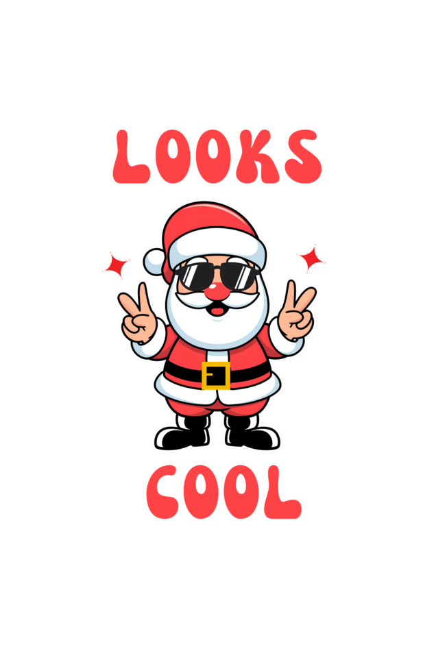 Looks cool! Adorable Santa in Black sunglasses -Boys T shirt