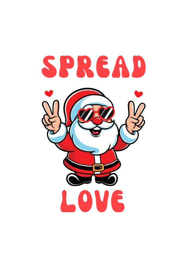 Spread Love with adorable santa -Girls t shirt