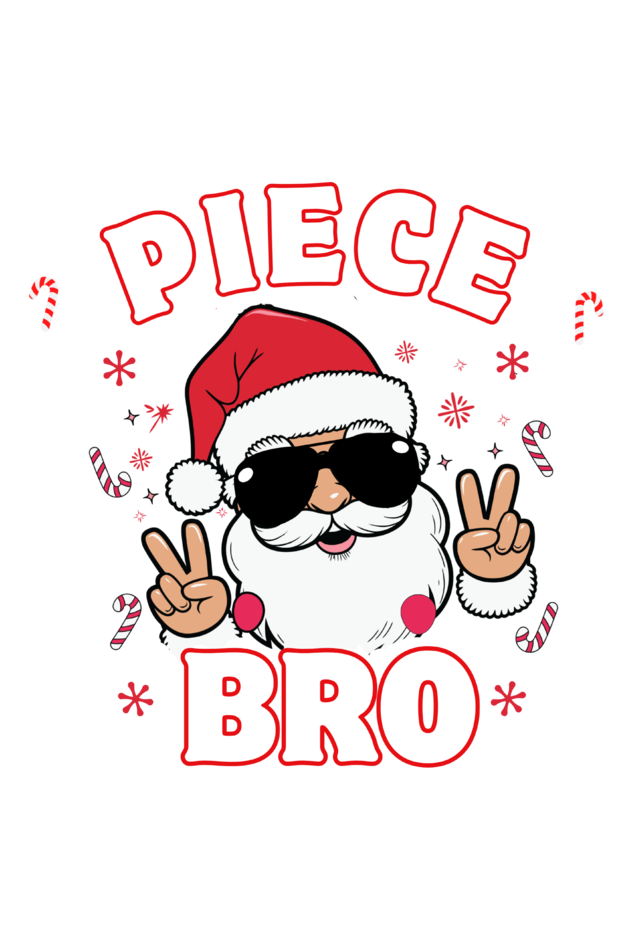 Peace Bro - Santa Merry Christmas in Peace gesture male tee