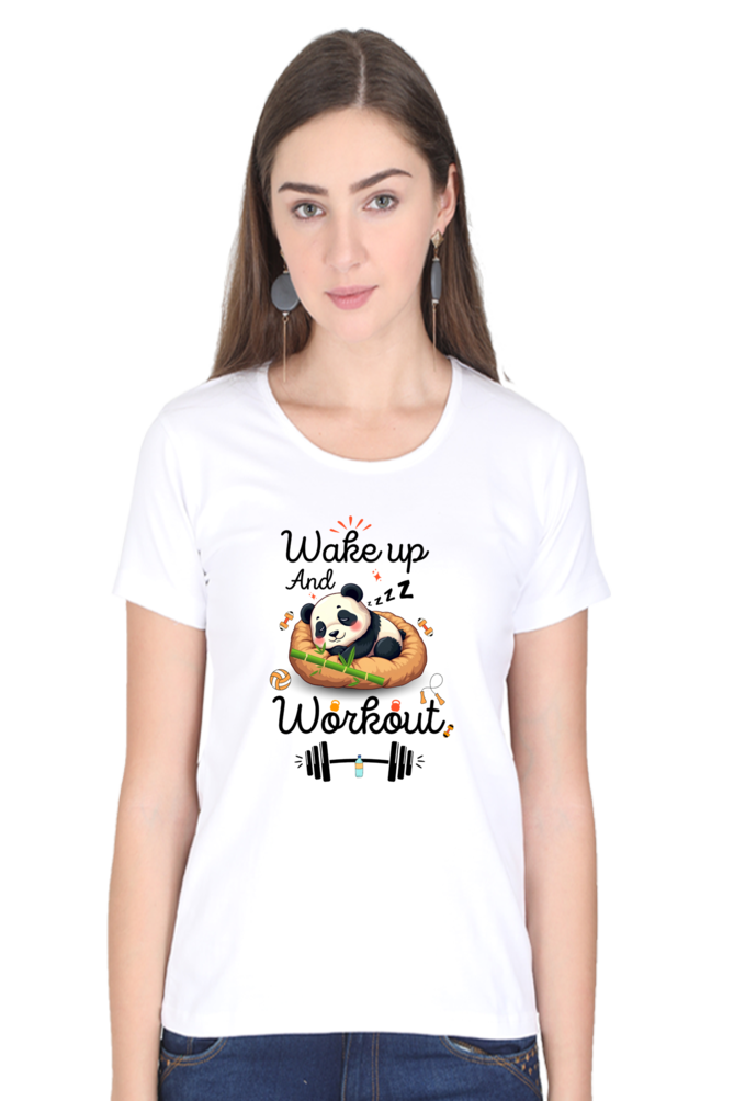 Wake up and workout funny Panda go to gym for Fitness T shirt