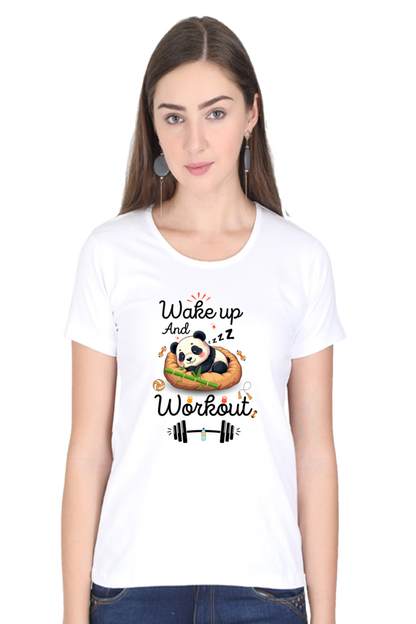 Wake up and workout funny Panda go to gym for Fitness T shirt