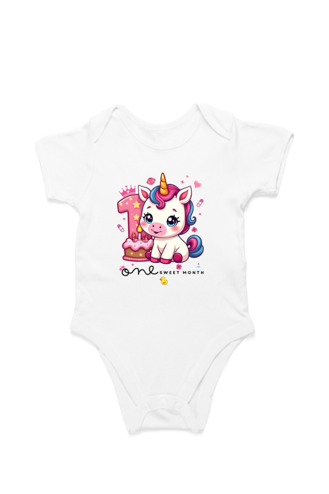 Cute 1 month baby unicorn girl romper 1 sweet month