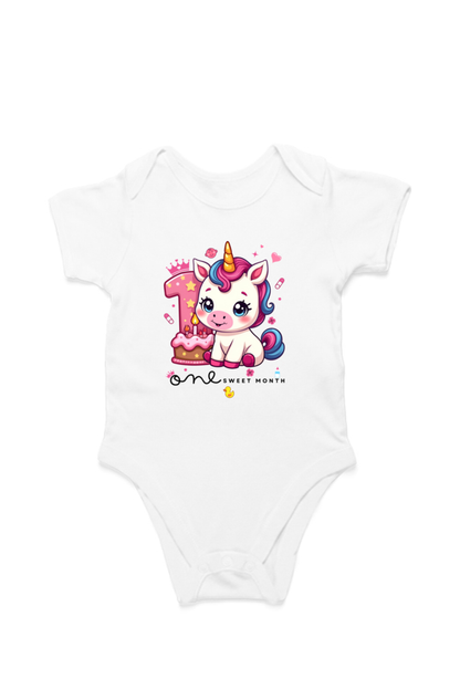 Cute 1 month baby unicorn girl romper 1 sweet month