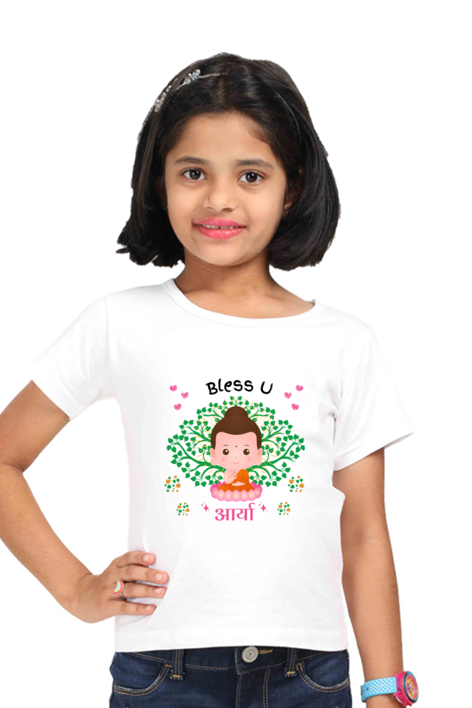 Arya blessed by cute little buddha-kids girl t shirt