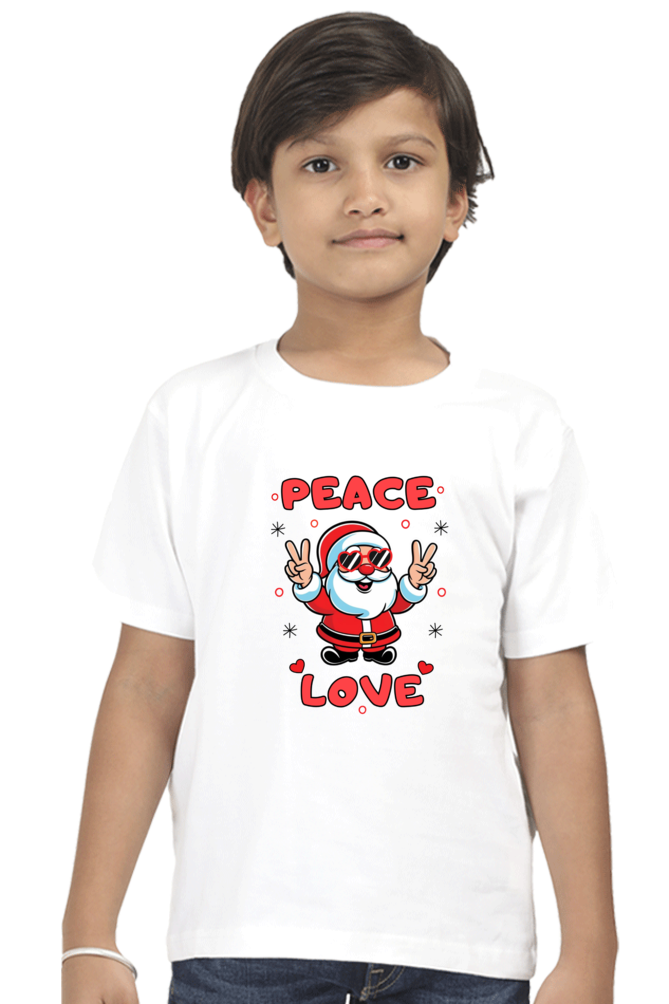 Peace Love adorable Santa in Cool style- Boys T shirt