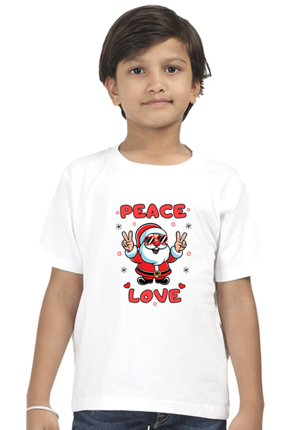 Peace Love adorable Santa in Cool style- Boys T shirt