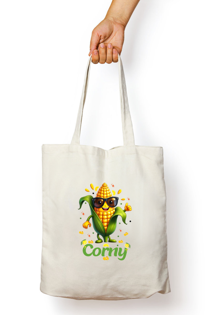 Funny Corn cob with sunglasses zipper Tote Bag