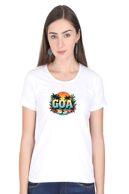 Vintage Sun set -Goa Beach -Womens Round neck t shirt