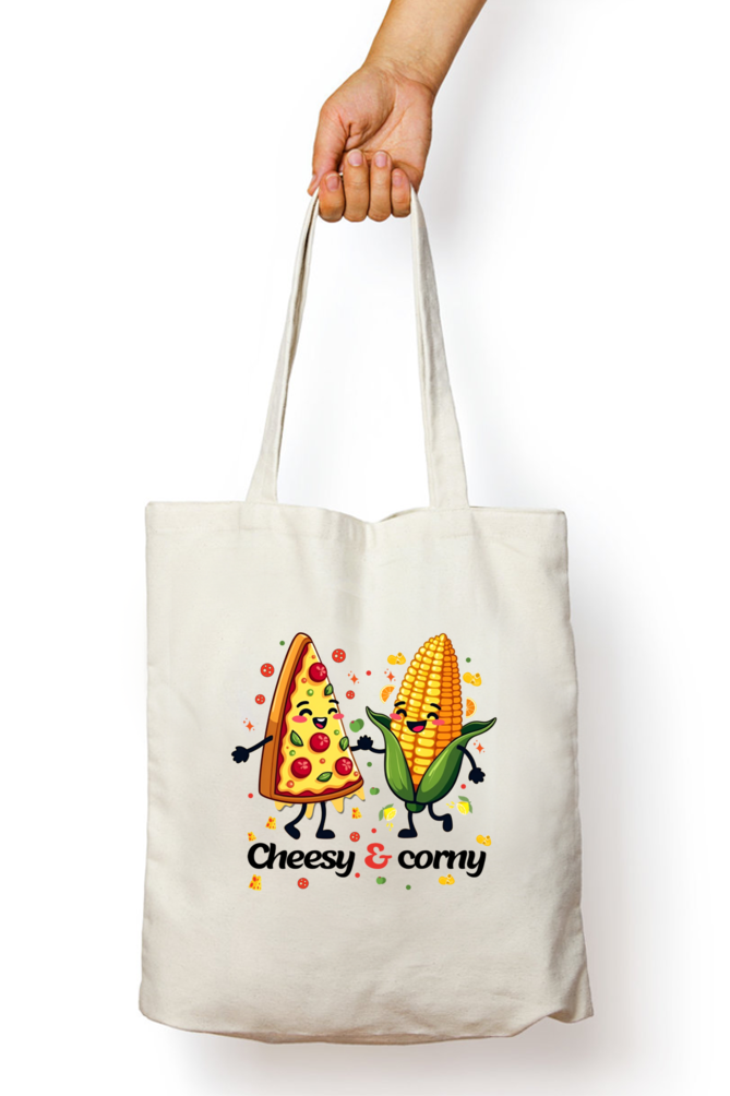 Cheesy and Corny zipper Tote Bag