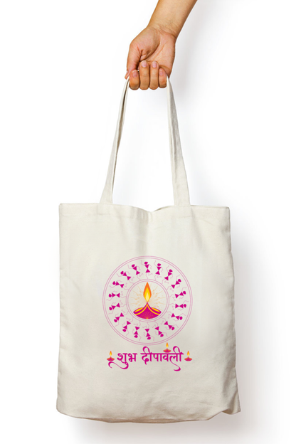 Shubh Diwali -Diya -Indian Warli Girl Art-zipper tote bag