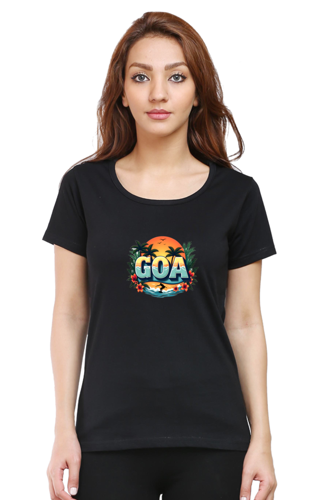 Vintage Sun set -Goa Beach -Womens Round neck t shirt