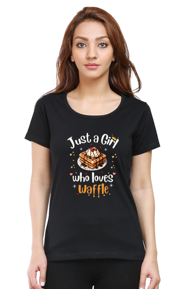 Just a Girl who Loves Waffle- Chocolate waffle-Ladies short sleeve classic t shirt