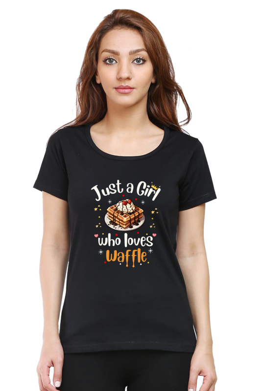 Just a Girl who Loves Waffle- Chocolate waffle-Ladies short sleeve classic t shirt