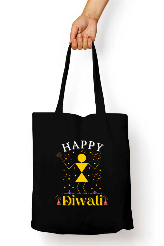 Happy Diwali 2024-warli art style zipper tote bag