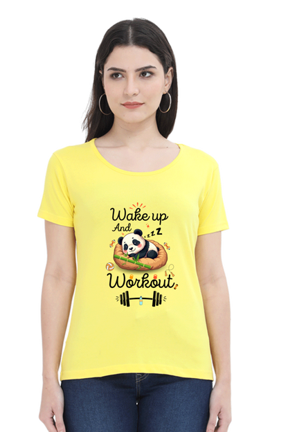 Wake up and workout funny Panda go to gym for Fitness T shirt